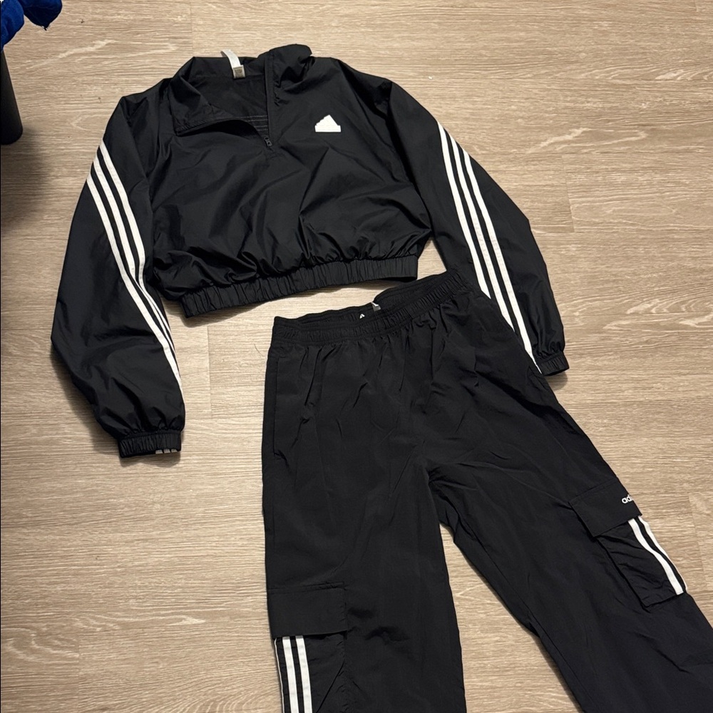 Adidas Black Tracksuit with White Accents